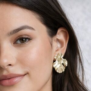 Natasha Couture Metallic Gold Earrings